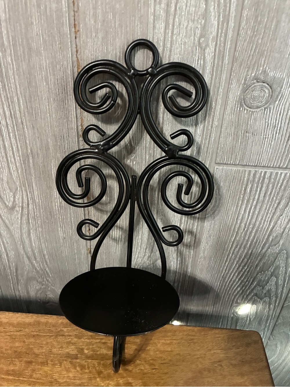 Black Scroll Metal Wall Sconce Candle Holder